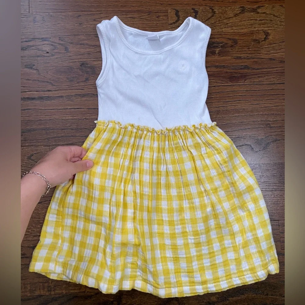 Baby GAP- 100% cotton toddler Girls 4yrs White Yellow Gingham Skirt Dress PLAY